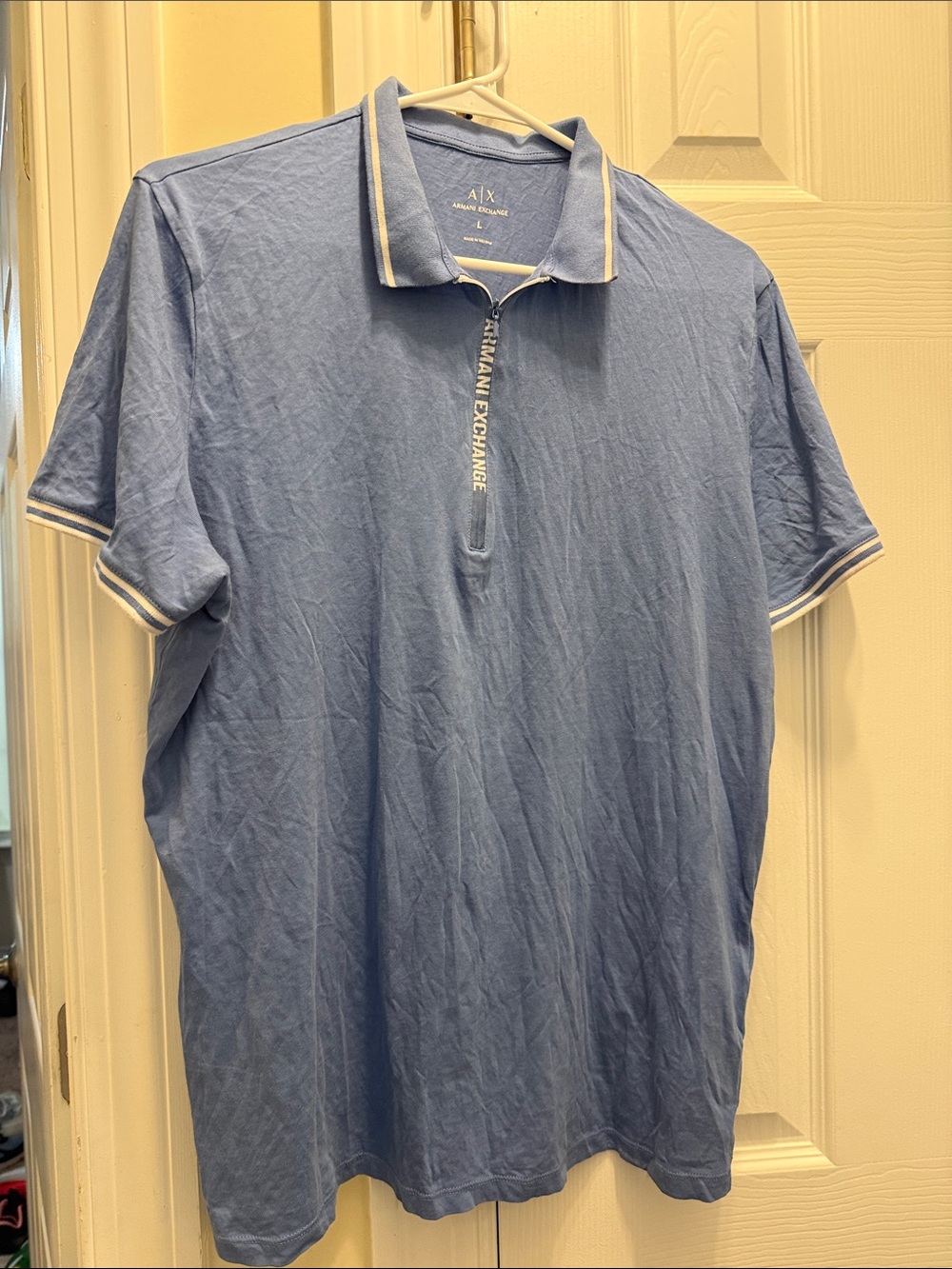 Armani Exchange Blue Polo with Contrast Trim